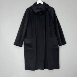 Max Mara Coat Womens 4 Black Wool Cashmere Blend Long Overcoat Oversized Jacket